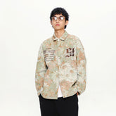 Unisex Jacket Embroidered Jacket Men's Loose Casual Polo Collar Coat